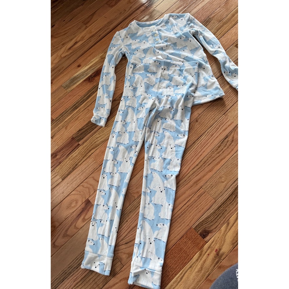 Wondershop Kids Polar Bear Pajama Set Blue White Henley Leggings Size 8